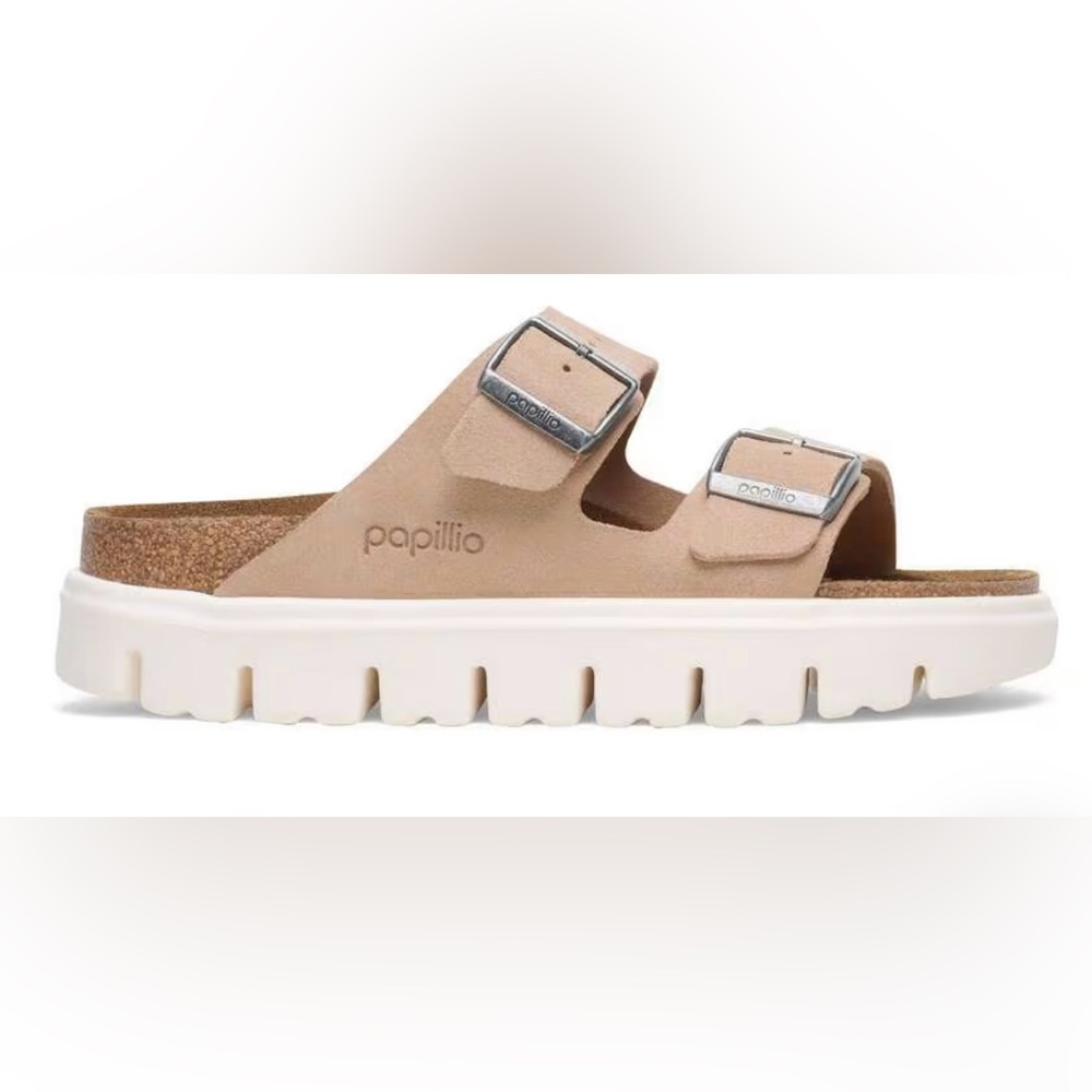 Papillio Women's Sandals in Tan with Silver Buckles